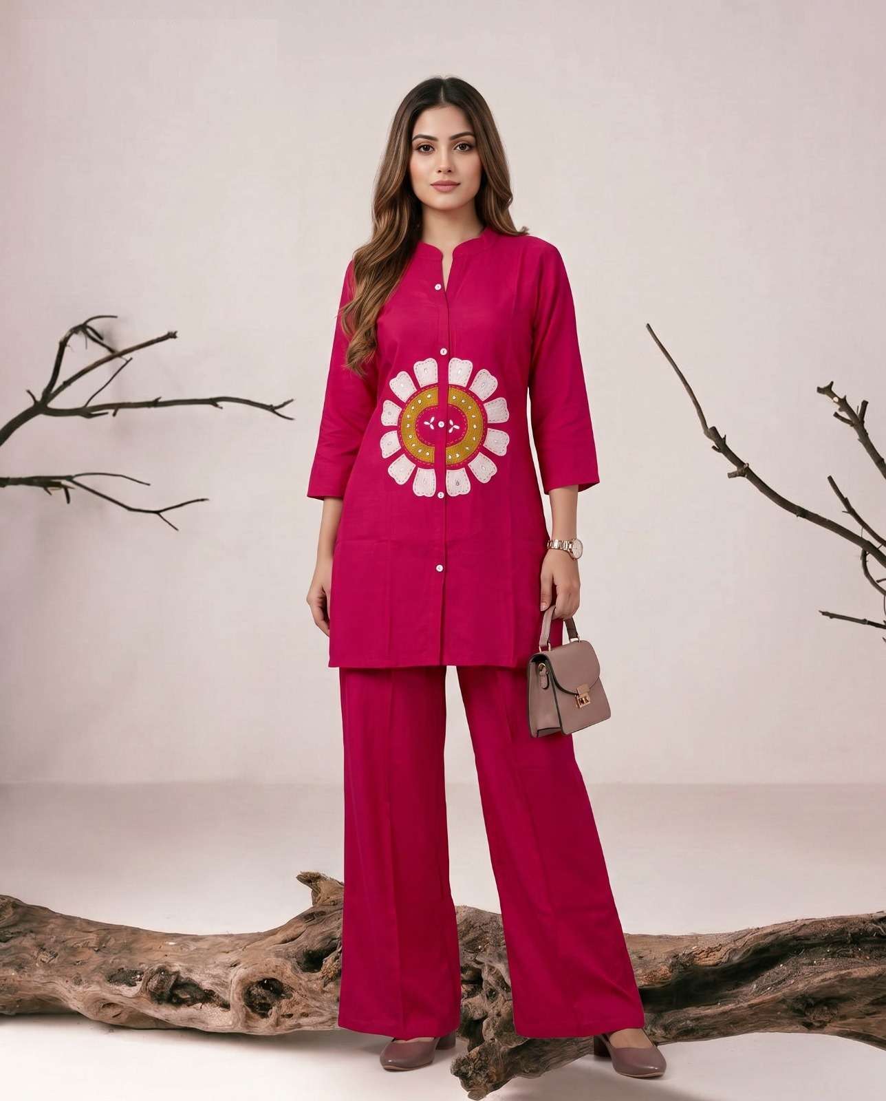 K 1252 MUL CHANDERI WITH COTTON INNER CORD SET TOP BOTTOM SAME COLOR